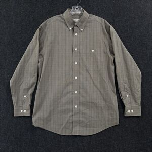 Orvis Shirt Men's Medium Taupe Plaid Button Down Long Sleeve Classic Fit Cotton